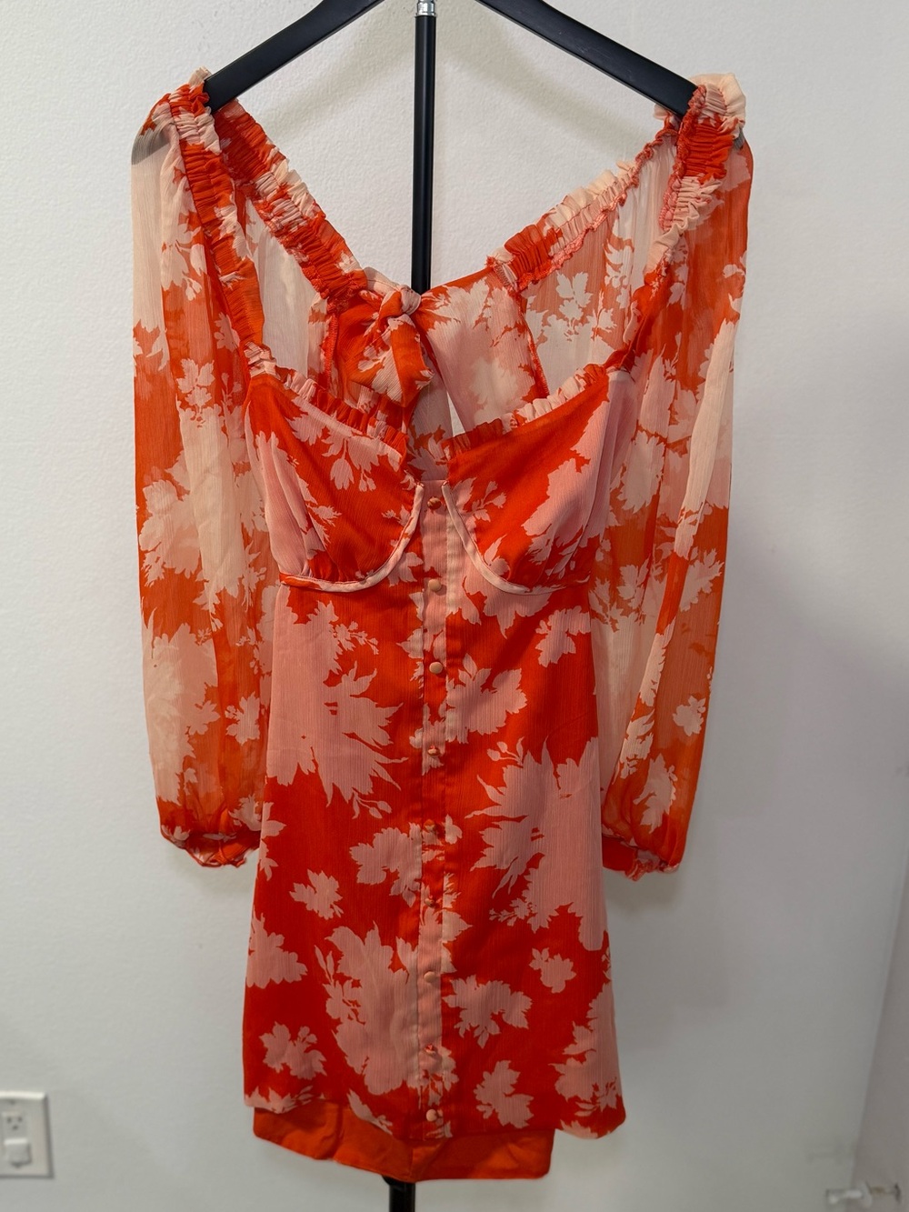 ASOS Design Petite Orange Floral Corset Mini Dress US 12